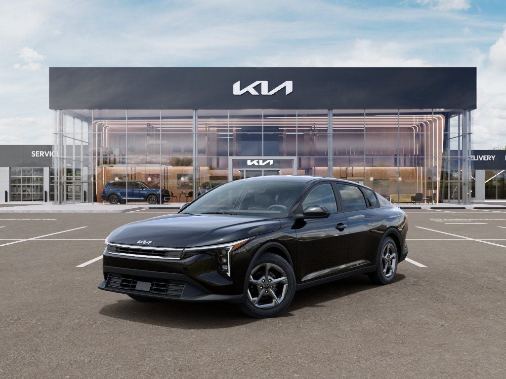 2026 Kia K4 LXS in Aurora Black Pearl — front three-quarter view