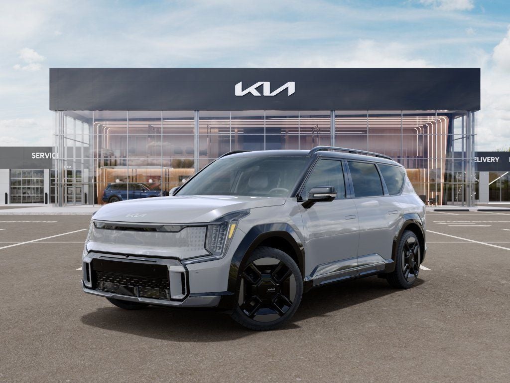 2026 Kia EV9 GT-Line in Gray — front three-quarter view