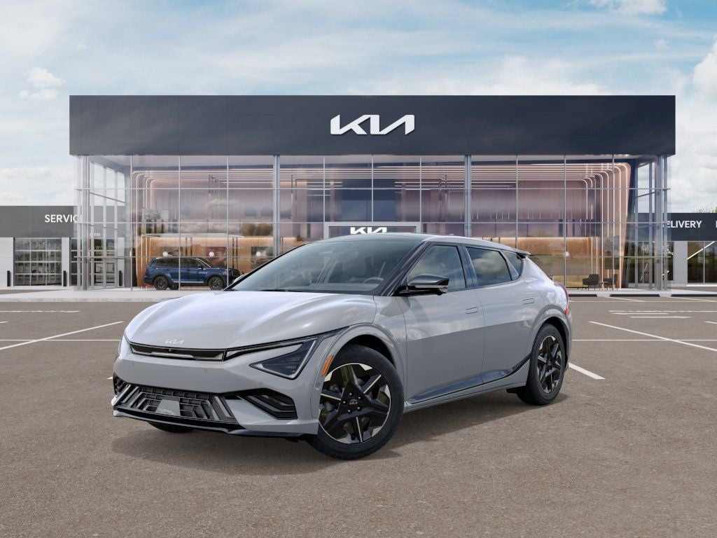 2026 Kia EV6 GT-Line in Gray — front three-quarter view