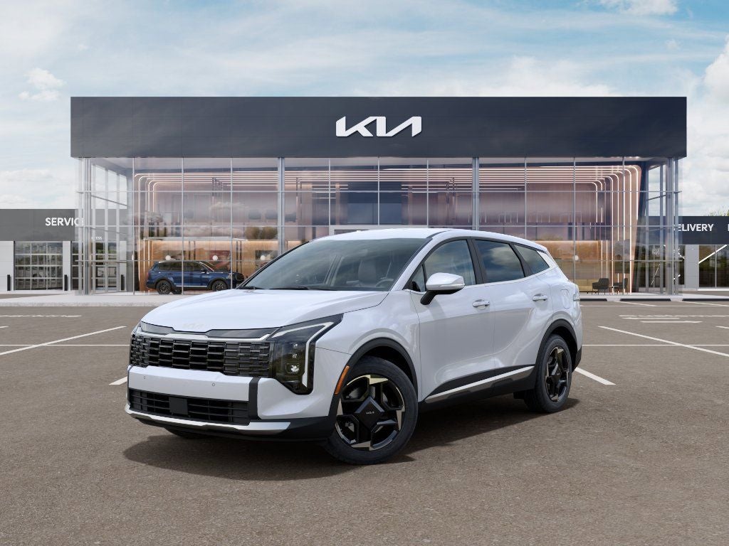 2026 Kia Sportage EX in Glacial White Pearl — front three-quarter view