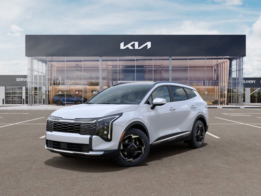 2026 Kia Sportage EX in Glacial White Pearl — front three-quarter view