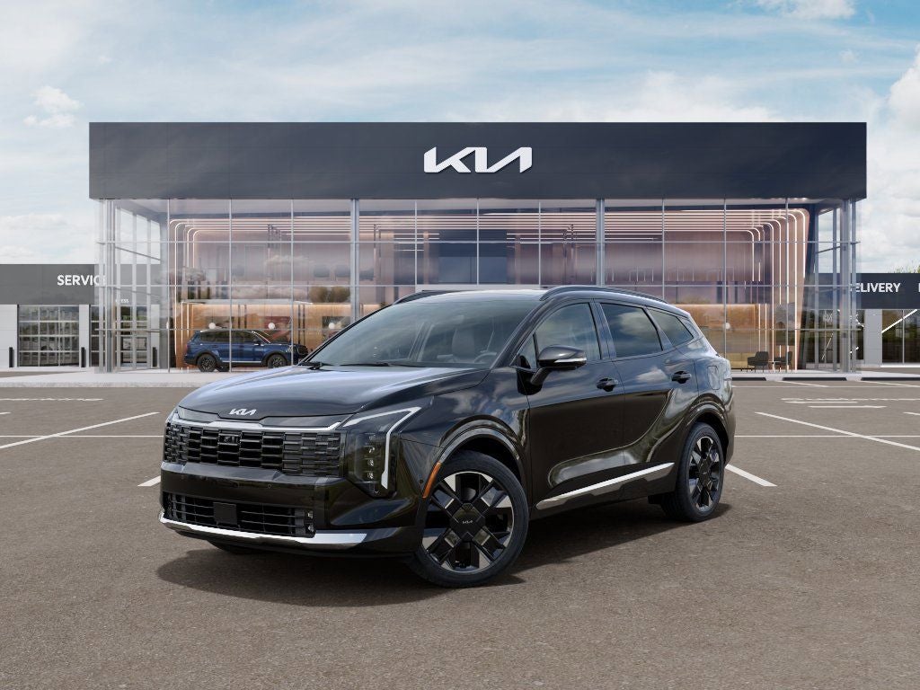 2026 Kia Sportage SX-Prestige in Ebony Black — front three-quarter view