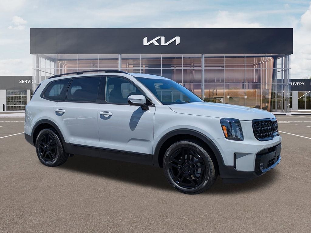 2025 Kia Telluride SX-Prestige X-Line in Wolf Gray — front three-quarter view