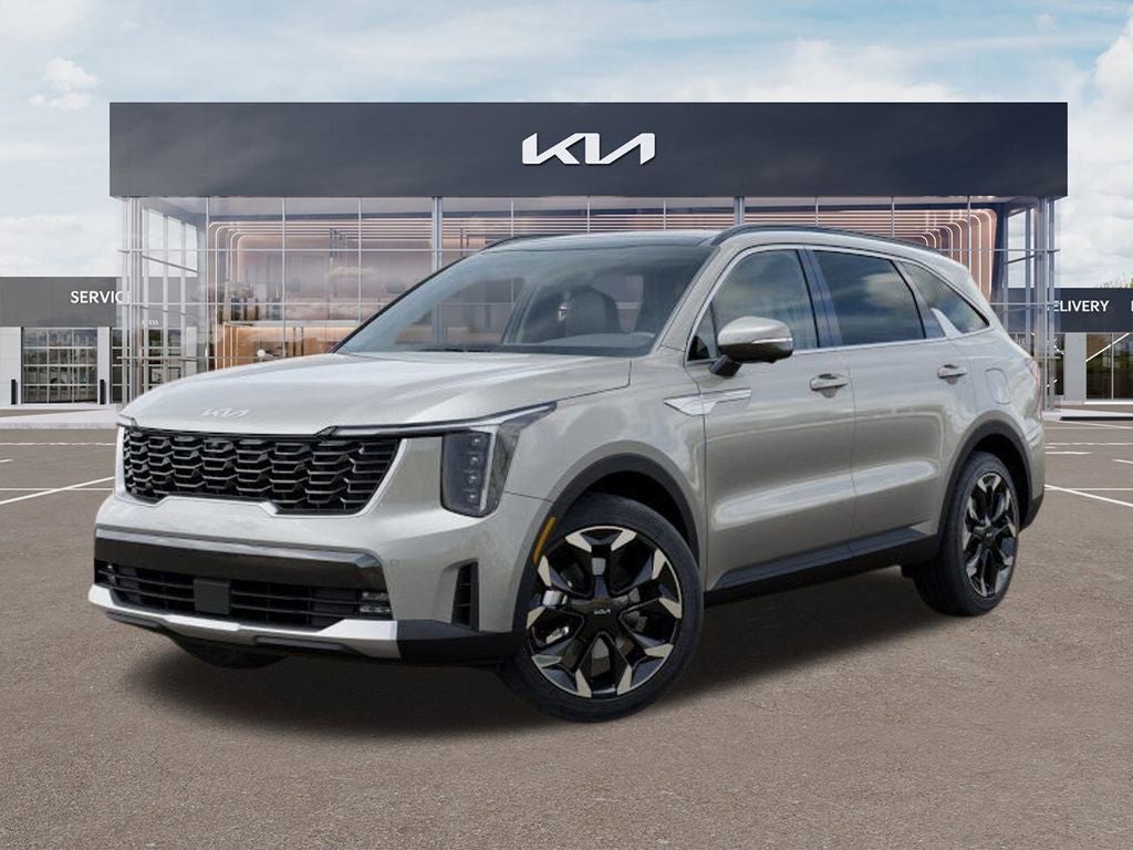 2026 Kia Sorento SX in Ivory Silver — front three-quarter view