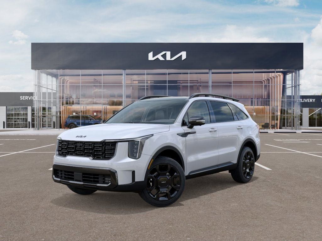 2026 Kia Sorento X-Line SX Prestige in Glacial White Pearl — front three-quarter view