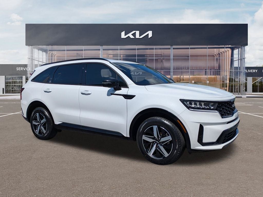 2023 Kia Sorento S in Glacial White Pearl — front three-quarter view
