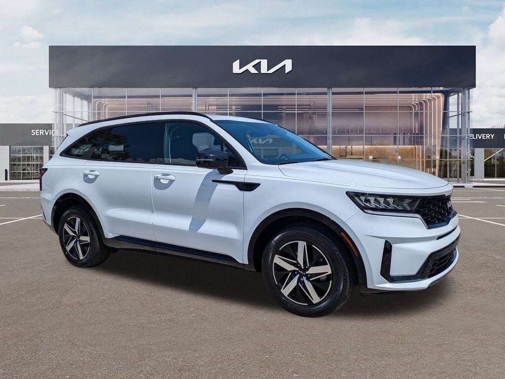 2023 Kia Sorento S in Glacial White Pearl — front three-quarter view