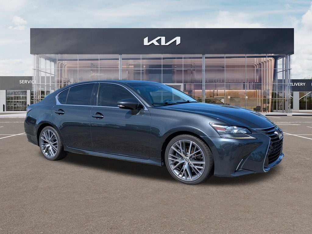 2018 Lexus GS 350 in Smoky Granite Mica — front three-quarter view