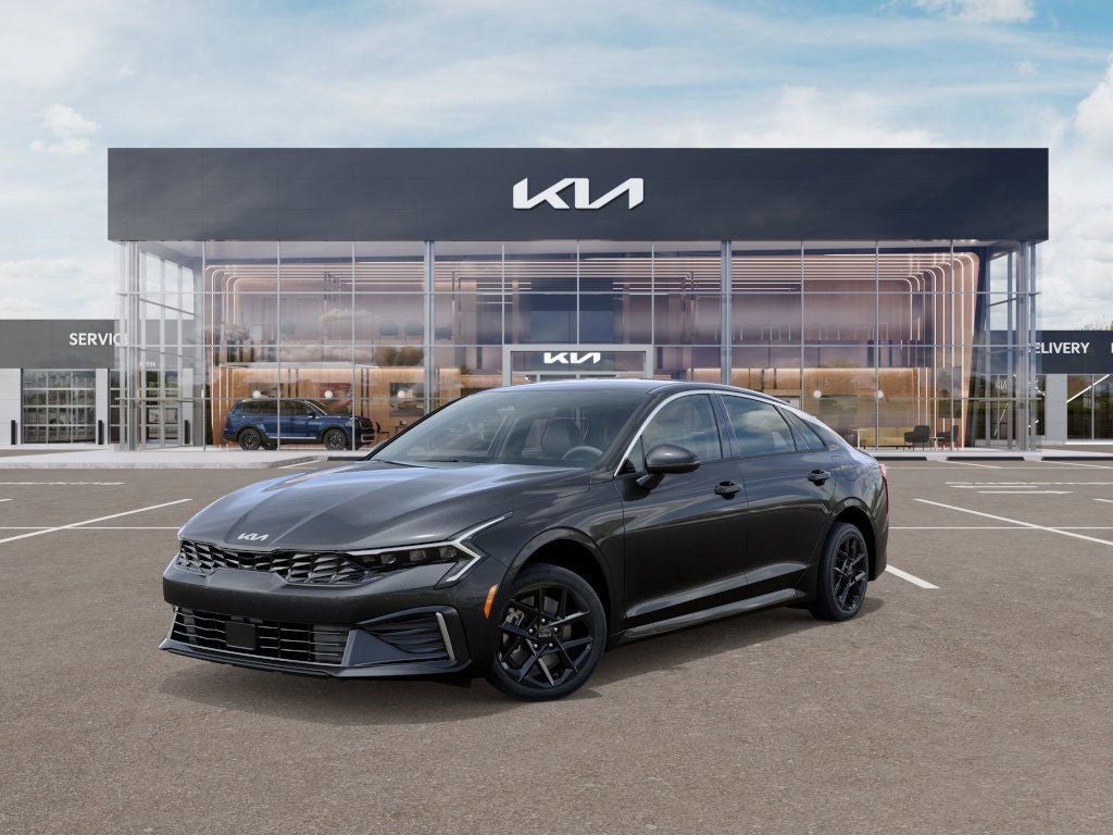 2026 Kia K5 LXS in Interstellar Gray — front three-quarter view