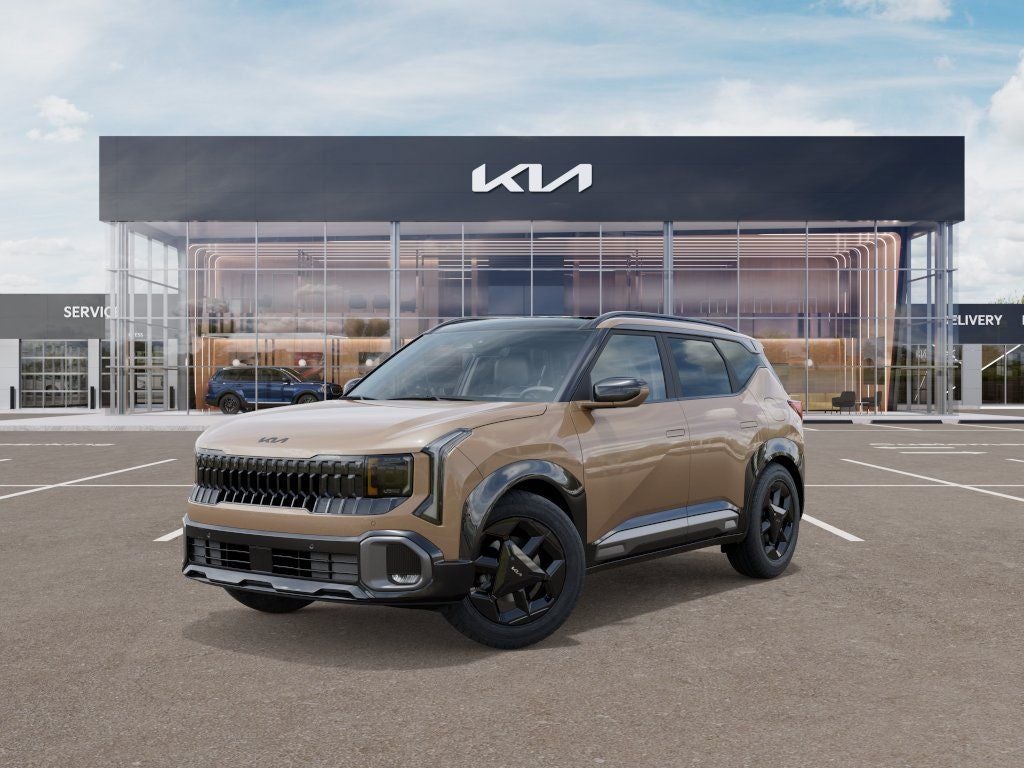 2027 Kia Seltos X-Line in Terrain Brown — front three-quarter view