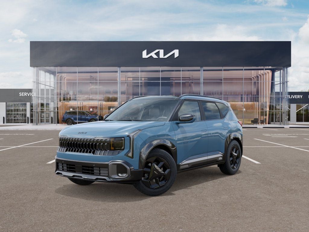 2027 Kia Seltos X-Line in Frost Blue — front three-quarter view