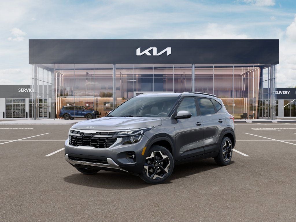 2026 Kia Seltos S in Steel Gray — front three-quarter view