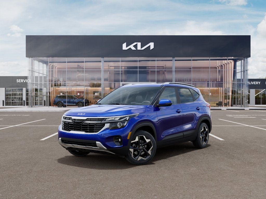 2026 Kia Seltos S in Neptune Blue — front three-quarter view