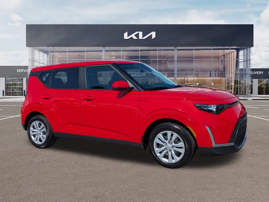 2023 Kia Soul LX in Inferno Red — front three-quarter view