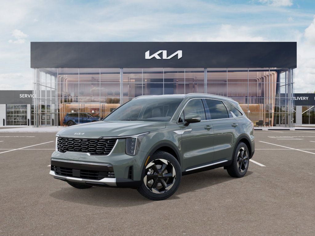 2026 Kia Sorento Hybrid EX in Cityscape Green — front three-quarter view