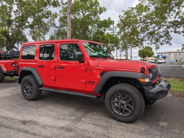 2024 Jeep Wrangler WRANGLER 4-DOOR SPORT S in Firecracker Red Clear-Coat Exterior Paint — front three-quarter view