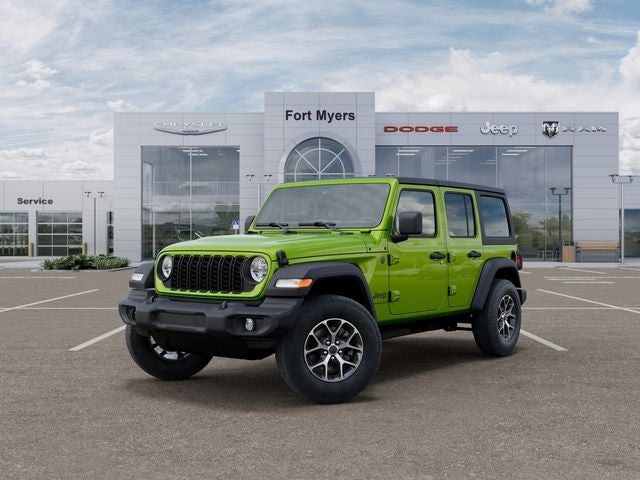 2026 Jeep Wrangler WRANGLER 4-DOOR SPORT S in Mojito Clear-Coat Exterior Paint — front three-quarter view