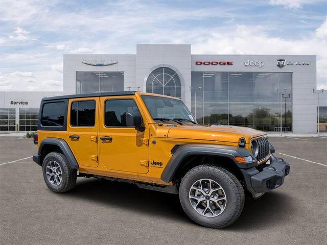 2026 Jeep Wrangler WRANGLER 4-DOOR SPORT S in Goldilocks Exterior Paint — front three-quarter view