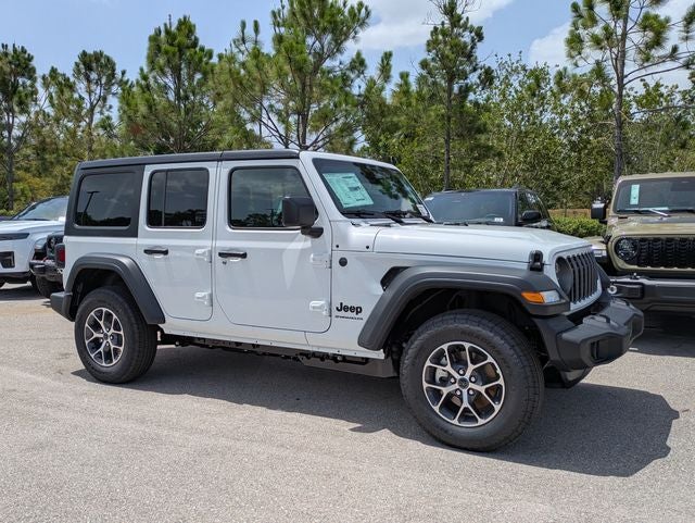 2026 Jeep Wrangler WRANGLER 4-DOOR SPORT S in Bright White Clear-Coat Exterior Paint — front three-quarter view