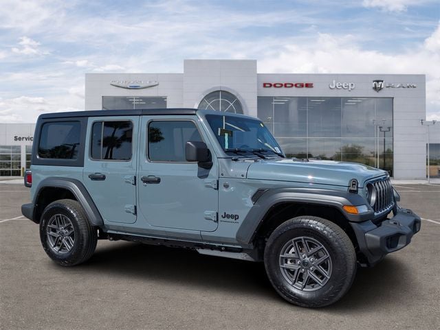 2026 Jeep Wrangler 4-Door Sport S 4x4 in Anvil Clearcoat — front three-quarter view