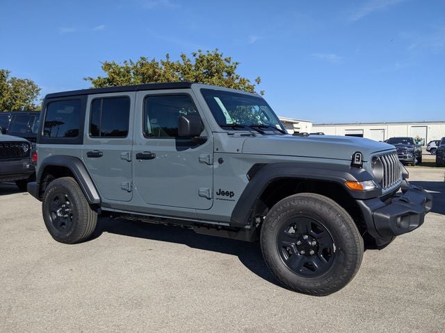 2026 Jeep Wrangler WRANGLER 4-DOOR SPORT in Anvil Clear-Coat Exterior Paint — front three-quarter view