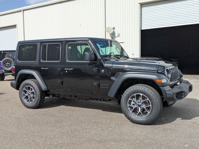 2026 Jeep Wrangler WRANGLER 4-DOOR SPORT S in Black Clear-Coat Exterior Paint — front three-quarter view