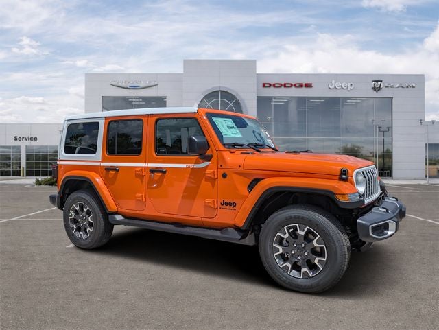2026 Jeep Wrangler WRANGLER 4-DOOR SAHARA in Joose Exterior Paint — front three-quarter view
