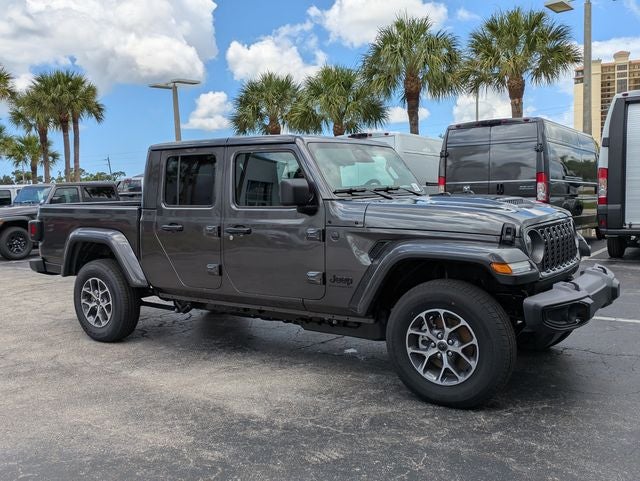 2026 Jeep Gladiator GLADIATOR SPORT S 4X4 in Granite Crystal Metallic Clear-Coat Exterior Paint — front three-quarter view