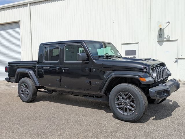 2026 Jeep Gladiator GLADIATOR SPORT S 4X4 in Black Clear-Coat Exterior Paint — front three-quarter view