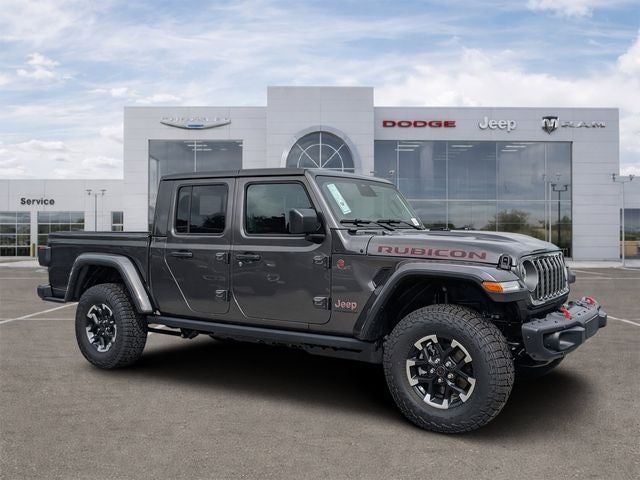 2026 Jeep Gladiator GLADIATOR RUBICON X 4X4 in Granite Crystal Metallic Clear-Coat Exterior Paint — front three-quarter view