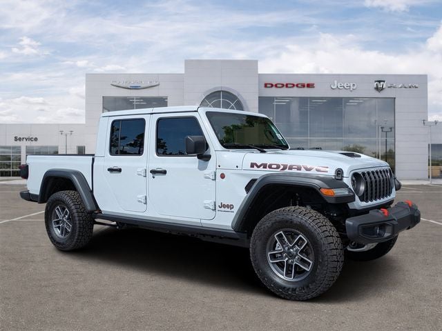 2026 Jeep Gladiator GLADIATOR MOJAVE 4X4 in Bright White Clear-Coat Exterior Paint — front three-quarter view