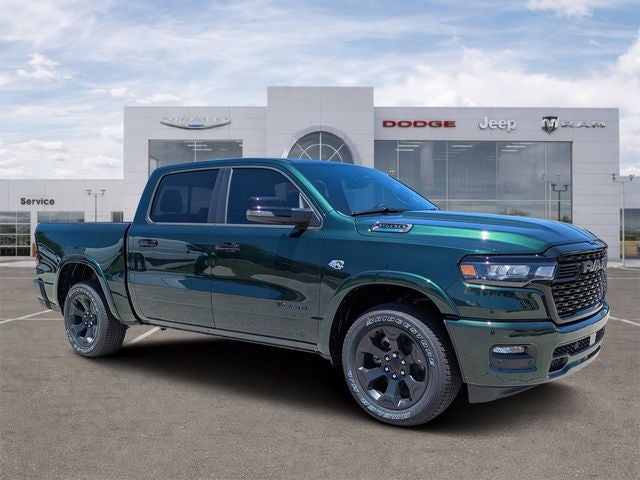 2026 RAM Ram 1500 RAM 1500 BIG HORN CREW CAB 4X2 5'7' BOX in Serrano-Green Metallic Exterior Paint — front three-quarter view