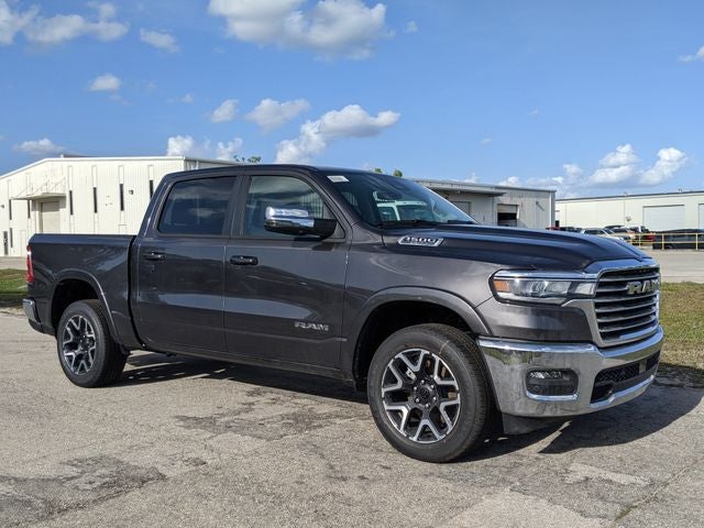 2025 RAM 1500 Laramie in Granite Crystal Metallic Clearcoat — front three-quarter view