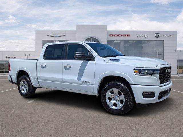 2026 RAM 1500 Big Horn Crew Cab 4x4 5'7' Box in Bright White Clearcoat — front three-quarter view