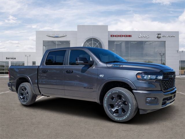 2026 RAM Ram 1500 RAM 1500 BIG HORN CREW CAB 4X4 5'7' BOX in Granite Crystal Metallic Clear-Coat Exterior Paint — front three-quarter view