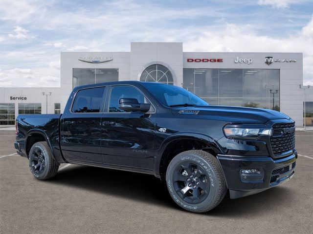 2026 RAM Ram 1500 RAM 1500 BIG HORN CREW CAB 4X4 5'7' BOX in Diamond Black Crystal Pearl-Coat Exterior Paint — front three-quarter view