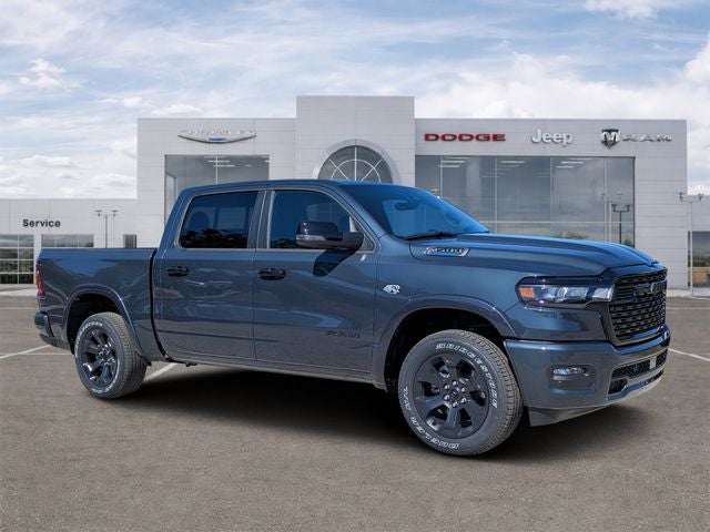 2026 RAM Ram 1500 RAM 1500 BIG HORN CREW CAB 4X4 5'7' BOX in Forged Blue Metallic Exterior Paint — front three-quarter view