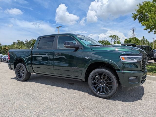 2026 RAM Ram 1500 RAM 1500 LIMITED CREW CAB 4X4 5'7' BOX in Serrano-Green Metallic Exterior Paint — front three-quarter view