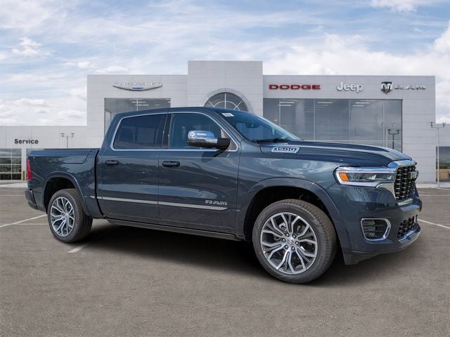 2026 RAM Ram 1500 RAM 1500 TUNGSTEN CREW CAB 4X4 in Forged Blue Metallic Exterior Paint — front three-quarter view
