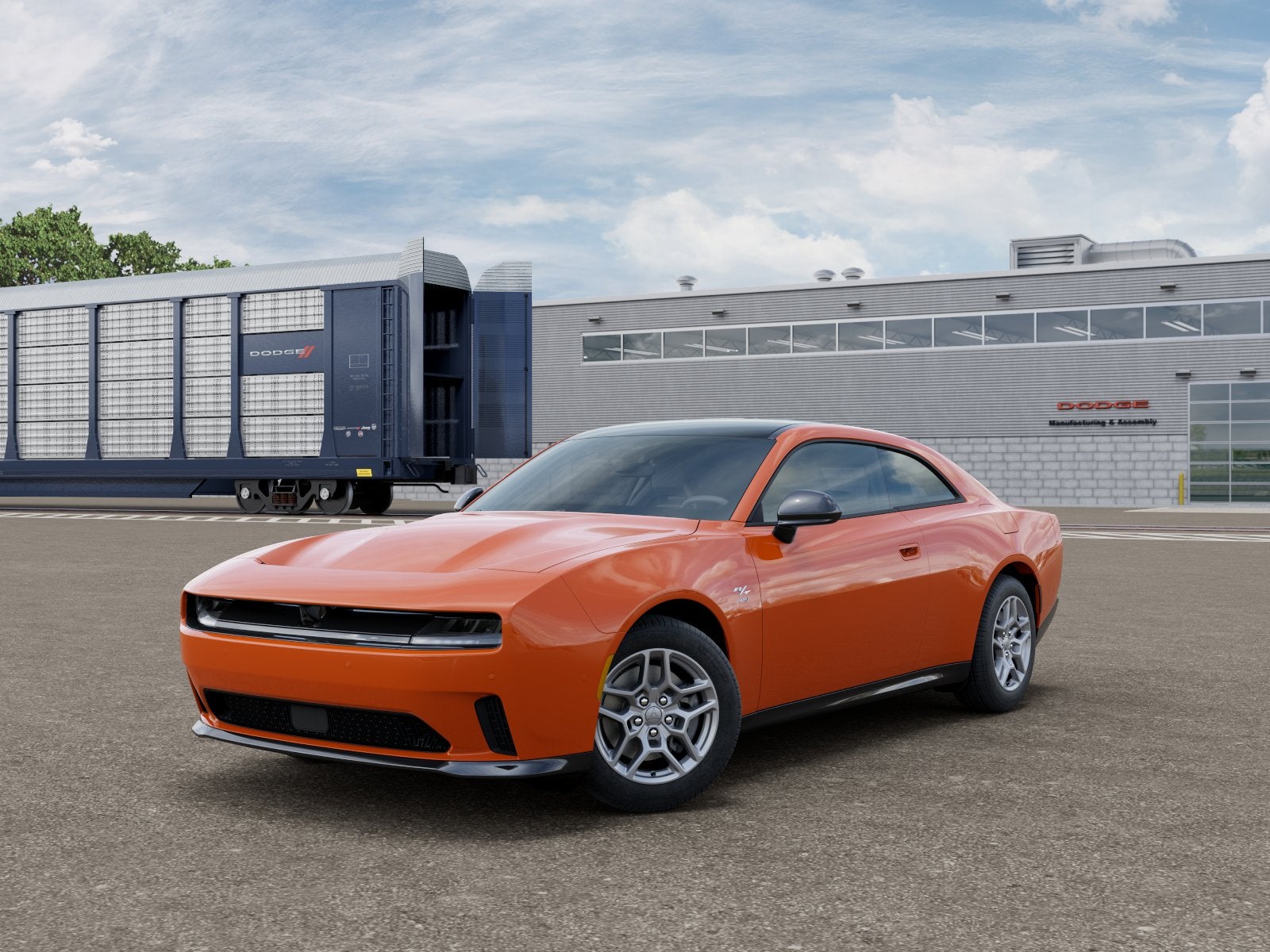 2025 Dodge Charger R/T in Header Orange Clearcoat — front three-quarter view