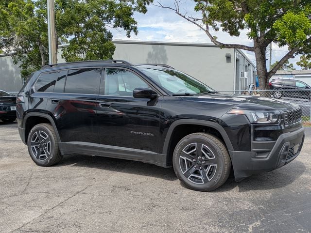 2026 Jeep Cherokee CHEROKEE LAREDO 4X4 in Diamond Black Crystal Pearl-Coat Exterior Paint — front three-quarter view
