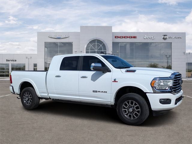 2022 RAM 3500 Limited Longhorn Mega Cab 4x4 6'4' Box in Bright White Clearcoat — front three-quarter view