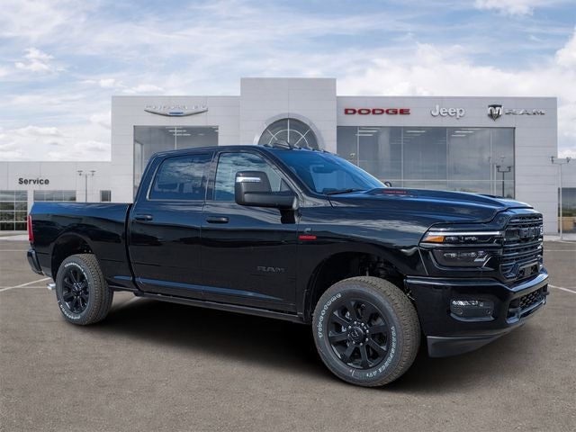 2026 RAM Ram 2500 RAM 2500 LARAMIE CREW CAB 4X4 6'4' BOX in Diamond Black Crystal Pearl-Coat Exterior Paint — front three-quarter view