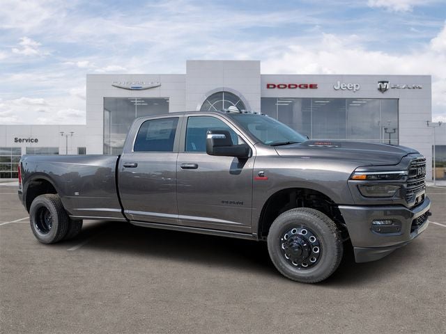 2026 RAM Ram 3500 RAM 3500 LARAMIE CREW CAB 4X4 8' BOX in Granite Crystal Metallic Clear-Coat Exterior Paint — front three-quarter view