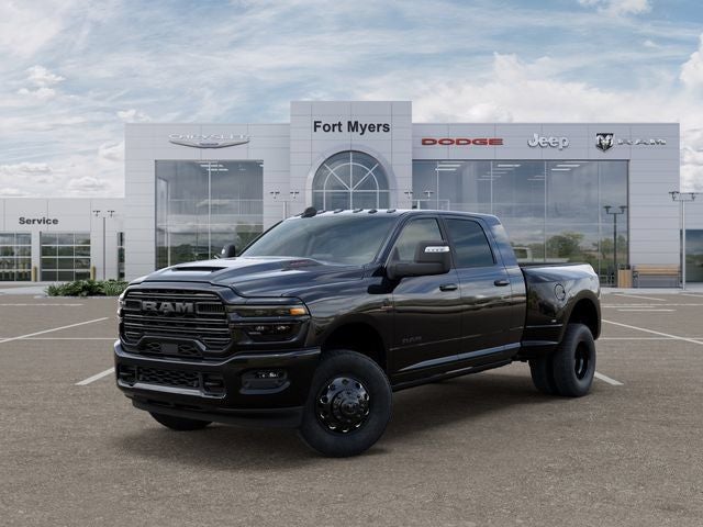 2026 RAM 3500 Laramie in Diamond Black Crystal Pearlcoat — front three-quarter view