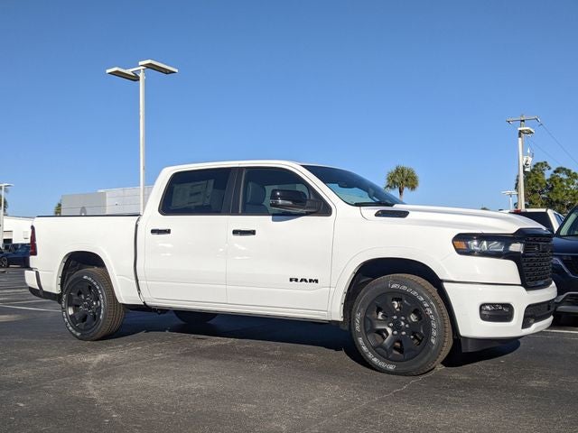 2026 RAM Ram 1500 RAM 1500 BIG HORN CREW CAB 4X2 5'7' BOX in Bright White Clear-Coat Exterior Paint — front three-quarter view