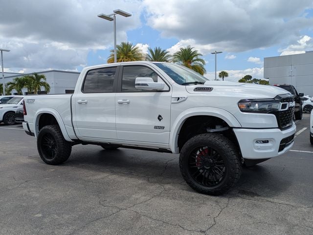 2026 RAM Ram 1500 RAM 1500 BIG HORN CREW CAB 4X4 5'7' BOX in Bright White Clear-Coat Exterior Paint — front three-quarter view