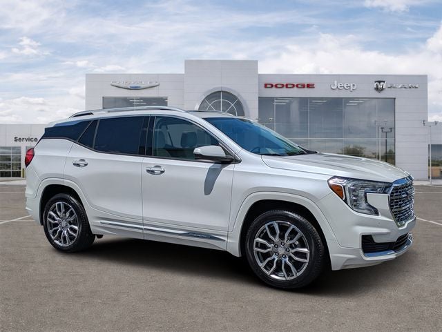 2022 GMC Terrain AWD Denali in White Frost Tricoat — front three-quarter view
