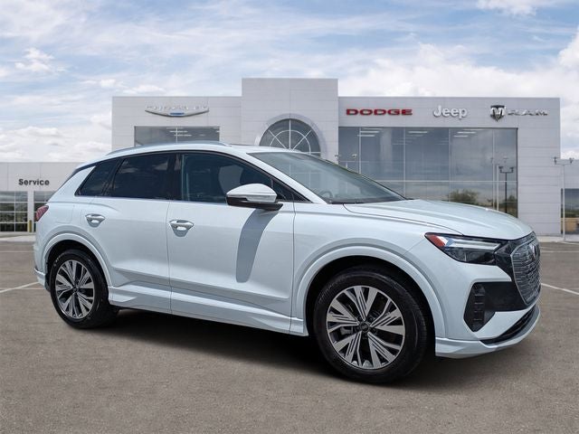 2025 Audi Q4 e-tron Premium 45 RWD in White — front three-quarter view