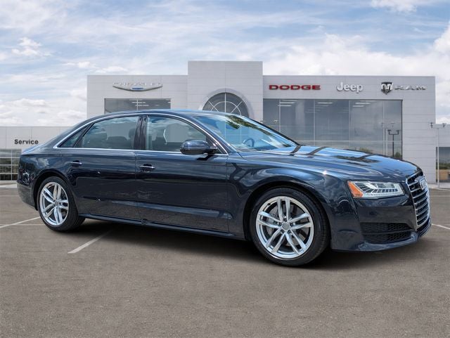 2017 Audi A8 L L 3.0T (Tiptronic) (No Longer Available for Ordering) in Moonlight Blue — front three-quarter view